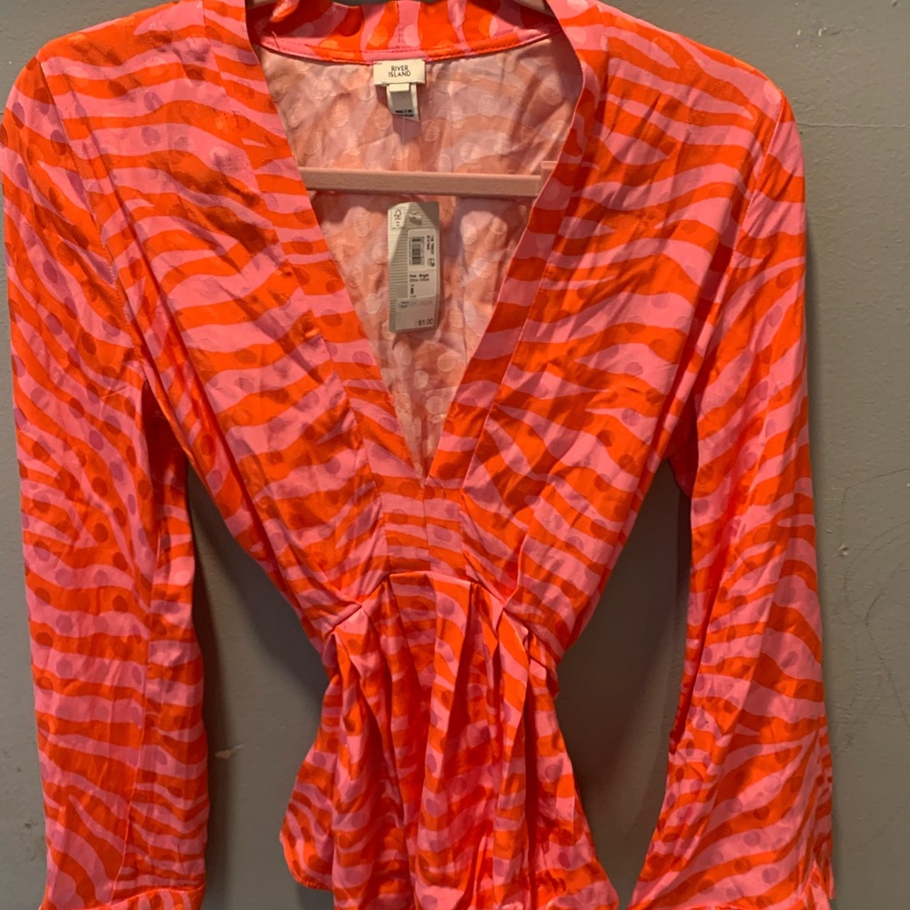 River Island Vibrant Pink and Orange Blouse